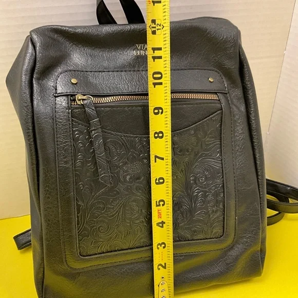 Black Embossed Front-Pocket Backpack - Picture 3 of 9